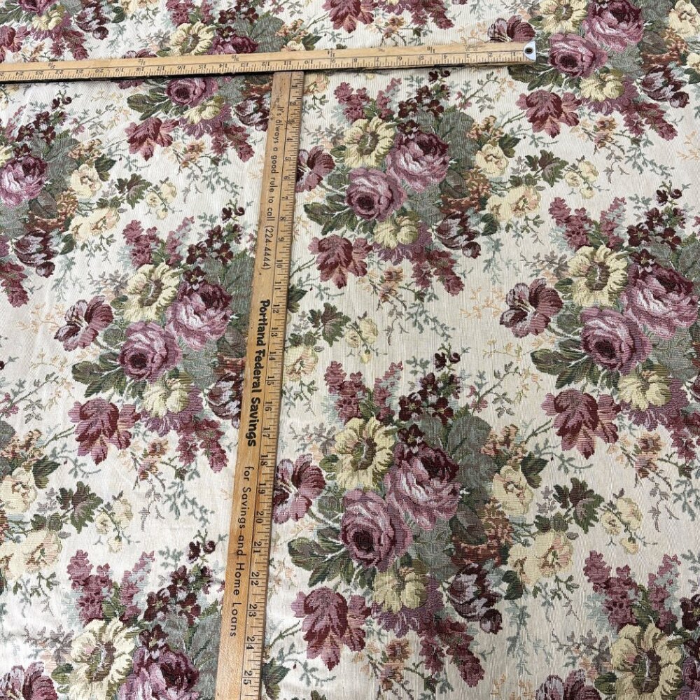 Roses Colonial Floral Jacquard Tapestry Upholstery 1 yrd  Fabric NEW  VTG - Picture 4 of 12